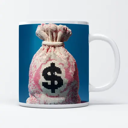 Money Bag Dollar Sign Blue Background Art