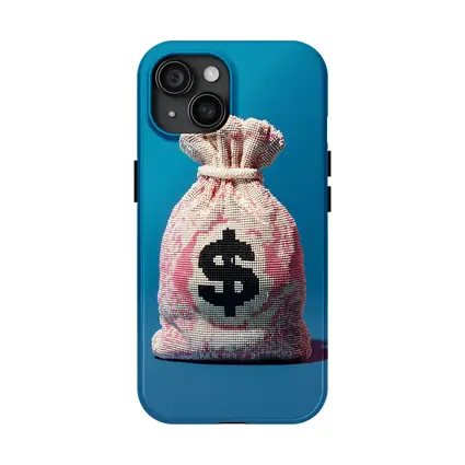 Money Bag Dollar Sign Blue Background Art