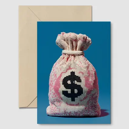 Money Bag Dollar Sign Blue Background Art