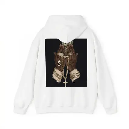 Praying Hands Gold Chain Money Black Background