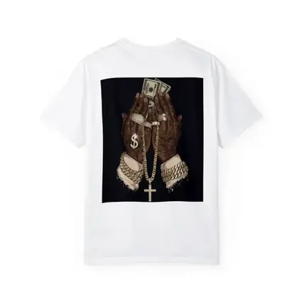 Praying Hands Gold Chain Money Black Background