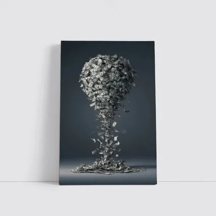 Dollar Bills Swirling Into Money Tree Shape