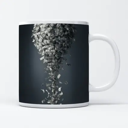 Dollar Bills Swirling Into Money Tree Shape