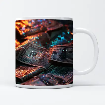 Glitter Covered Dollar Bills Dark Background