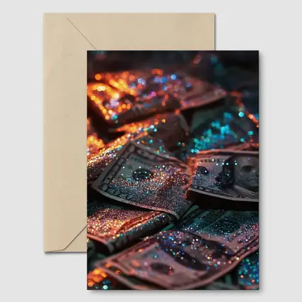 Glitter Covered Dollar Bills Dark Background