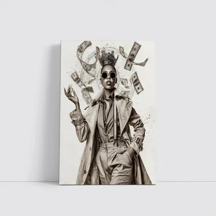 Crown Queen Woman Money Flying Around