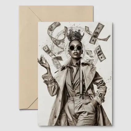 Crown Queen Woman Money Flying Around