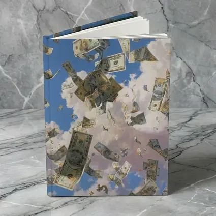 Dollar Bills Raining From Cloudy Sky
