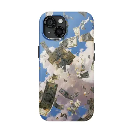 Dollar Bills Raining From Cloudy Sky