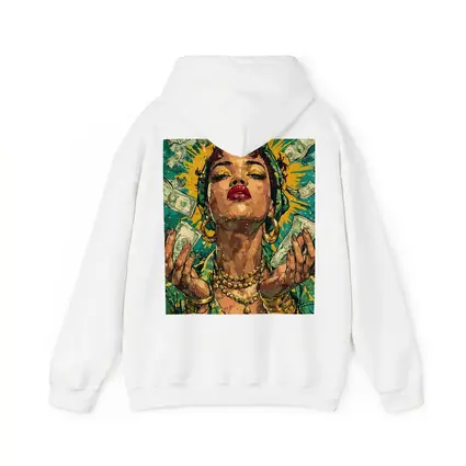 Pop Art Woman Gold Money Falling Green