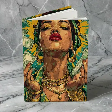 Pop Art Woman Gold Money Falling Green