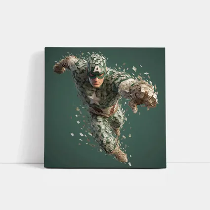 Superhero Figure Made of Dollar Bills Money