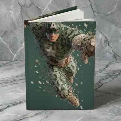 Superhero Figure Made of Dollar Bills Money
