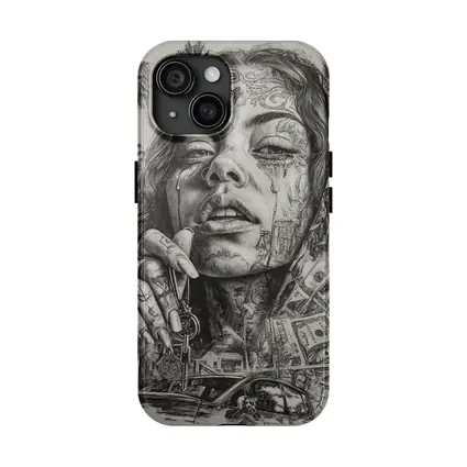 Tattooed Woman Portrait Money Palm Trees