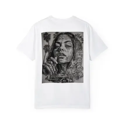 Tattooed Woman Portrait Money Palm Trees
