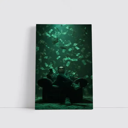 Man Relaxing In Chair Money Raining Green