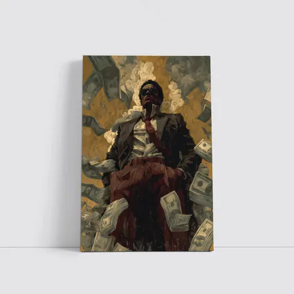 Man In Suit Surrounded By Flying Money