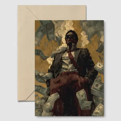 Man In Suit Surrounded By Flying Money