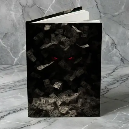 Dark Demon Eyes Money Falling Black Background