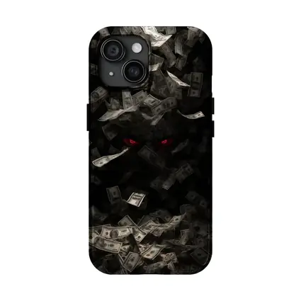 Dark Demon Eyes Money Falling Black Background