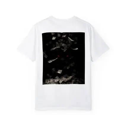 Dark Demon Eyes Money Falling Black Background
