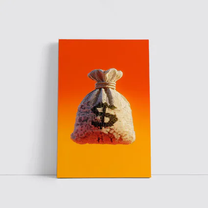 Pixel Money Bag Dollar Sign Orange Background