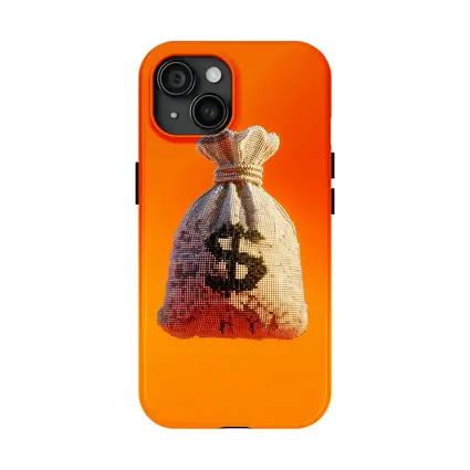 Pixel Money Bag Dollar Sign Orange Background