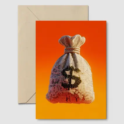 Pixel Money Bag Dollar Sign Orange Background