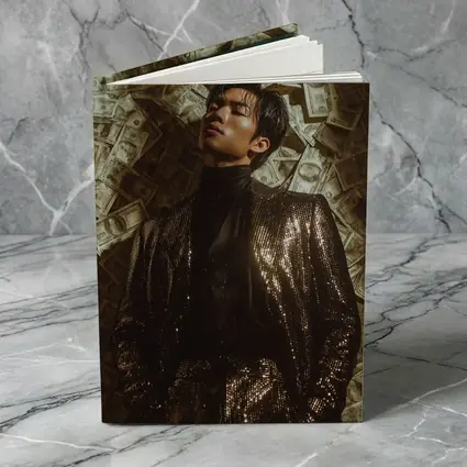 Man in Sequin Jacket Money Raining Background
