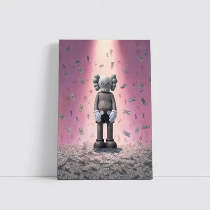 KAWS Figure Standing in Money Rain Pink