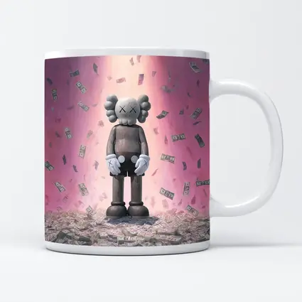 KAWS Figure Standing in Money Rain Pink