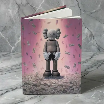KAWS Figure Standing in Money Rain Pink