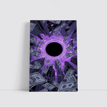 Purple Black Hole Money City Skyline