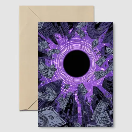 Purple Black Hole Money City Skyline