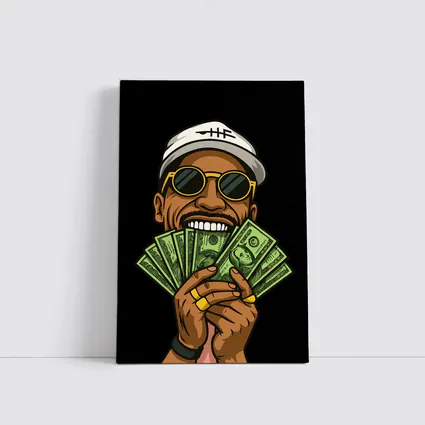 Cool Man Holding Cash Money Black Background