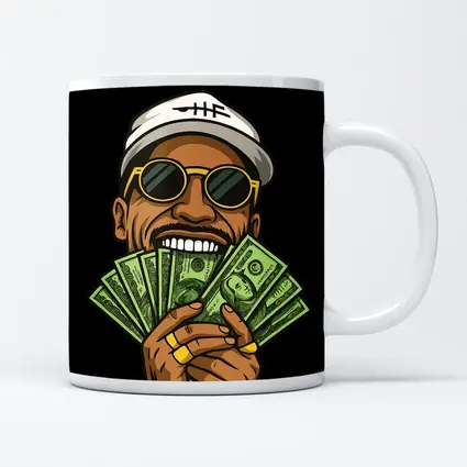Cool Man Holding Cash Money Black Background