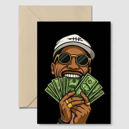 Cool Man Holding Cash Money Black Background
