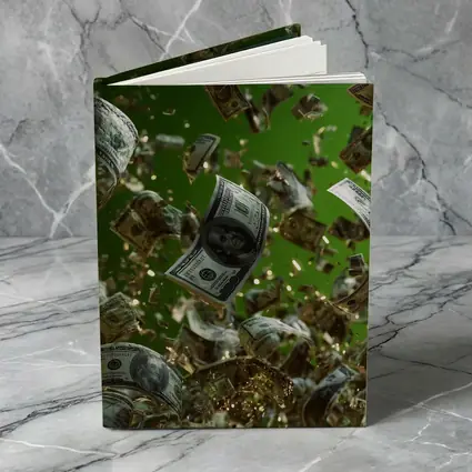 Hundred Dollar Bills Raining Green Background