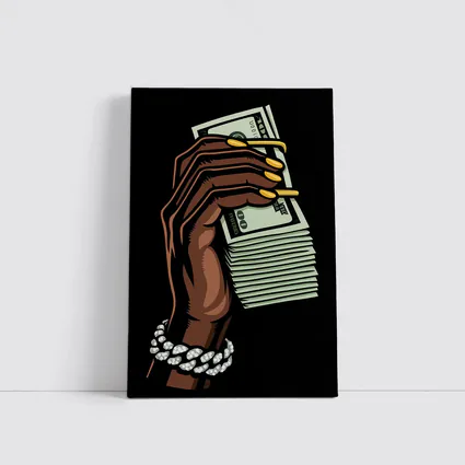Hand Holding Cash Stack Black Background