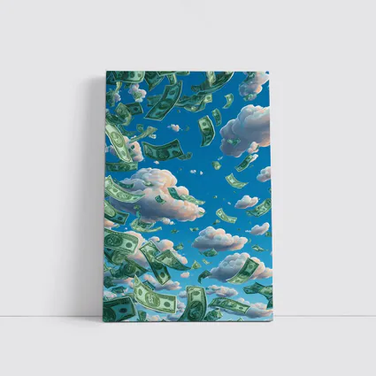 Money Rain Flying Dollars Blue Sky