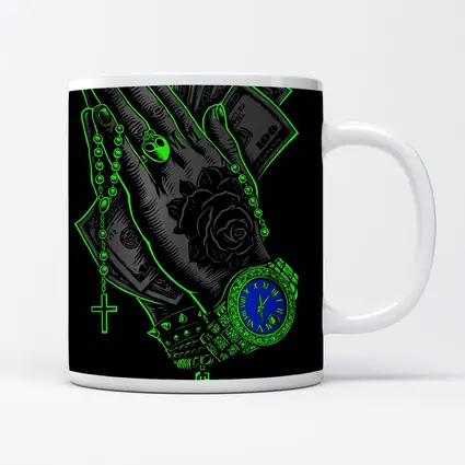 Praying Hands Money Rose Neon Green