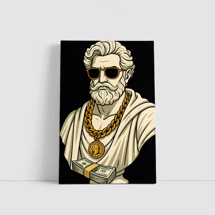 Greek Philosopher Bust Gold Chain Black Background