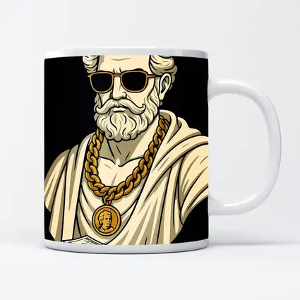 Greek Philosopher Bust Gold Chain Black Background