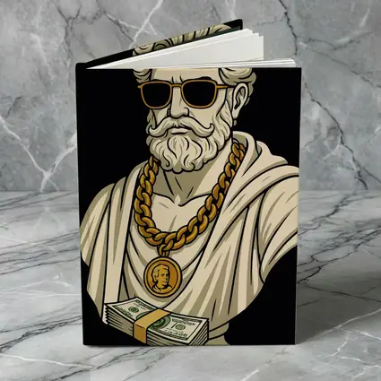 Greek Philosopher Bust Gold Chain Black Background