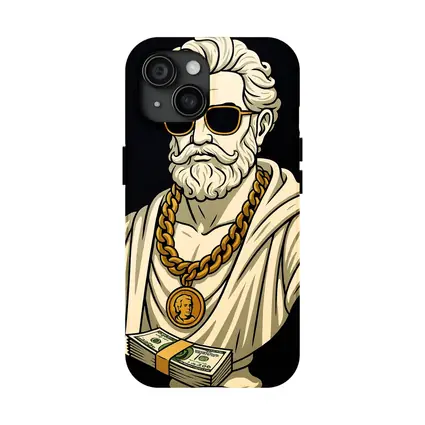 Greek Philosopher Bust Gold Chain Black Background