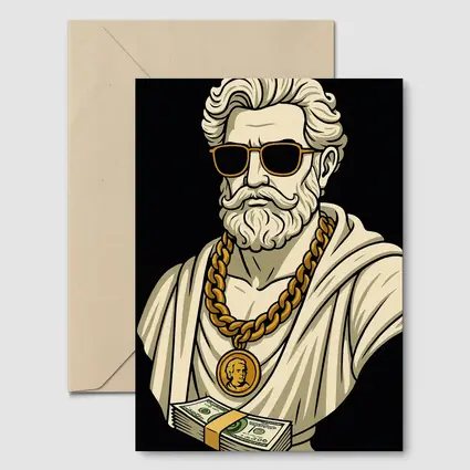 Greek Philosopher Bust Gold Chain Black Background