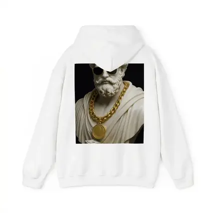 Greek Marble Bust Gold Chain Black Background