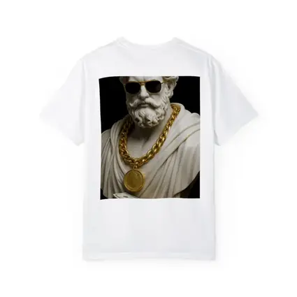 Greek Marble Bust Gold Chain Black Background