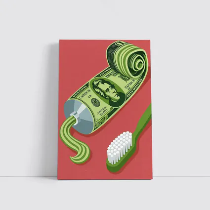 Dollar Bill Toothpaste Tube Money Illustration