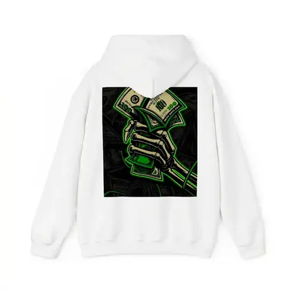 Skeleton Hand Holding Cash Money Dark